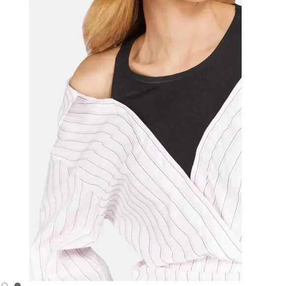 Maje Asymmetrical Off-Shoulder Bishop Sleeve Dress size 36 - Picture 3 of 9